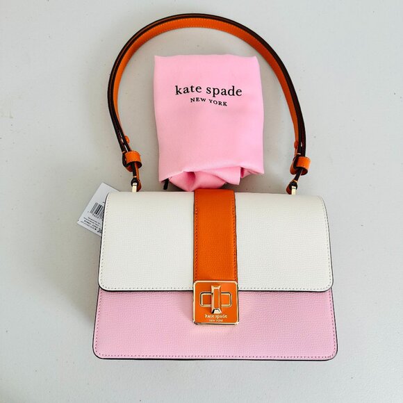 KATE SPADE NEW YORK PHOEBE TURNLOCK COLORBLOCK SMALL FLAP SHOULDER BAG $370